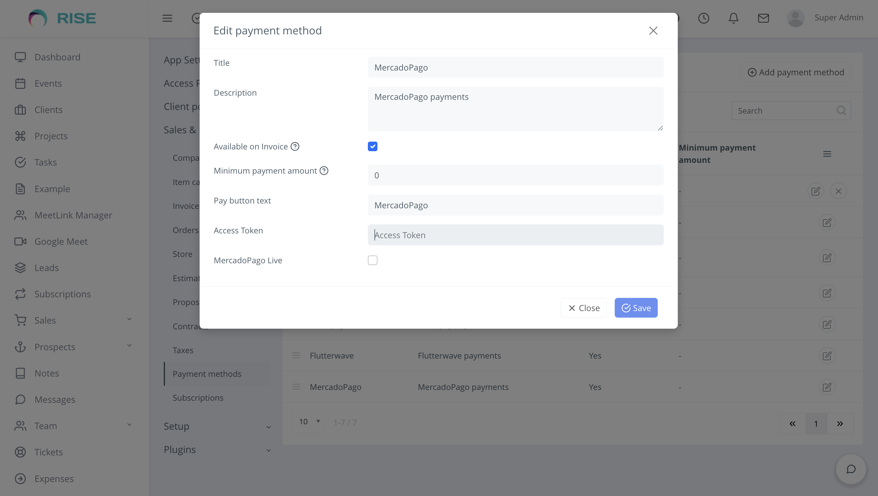 MercadoPago Payment Gateway for RISE CRM
