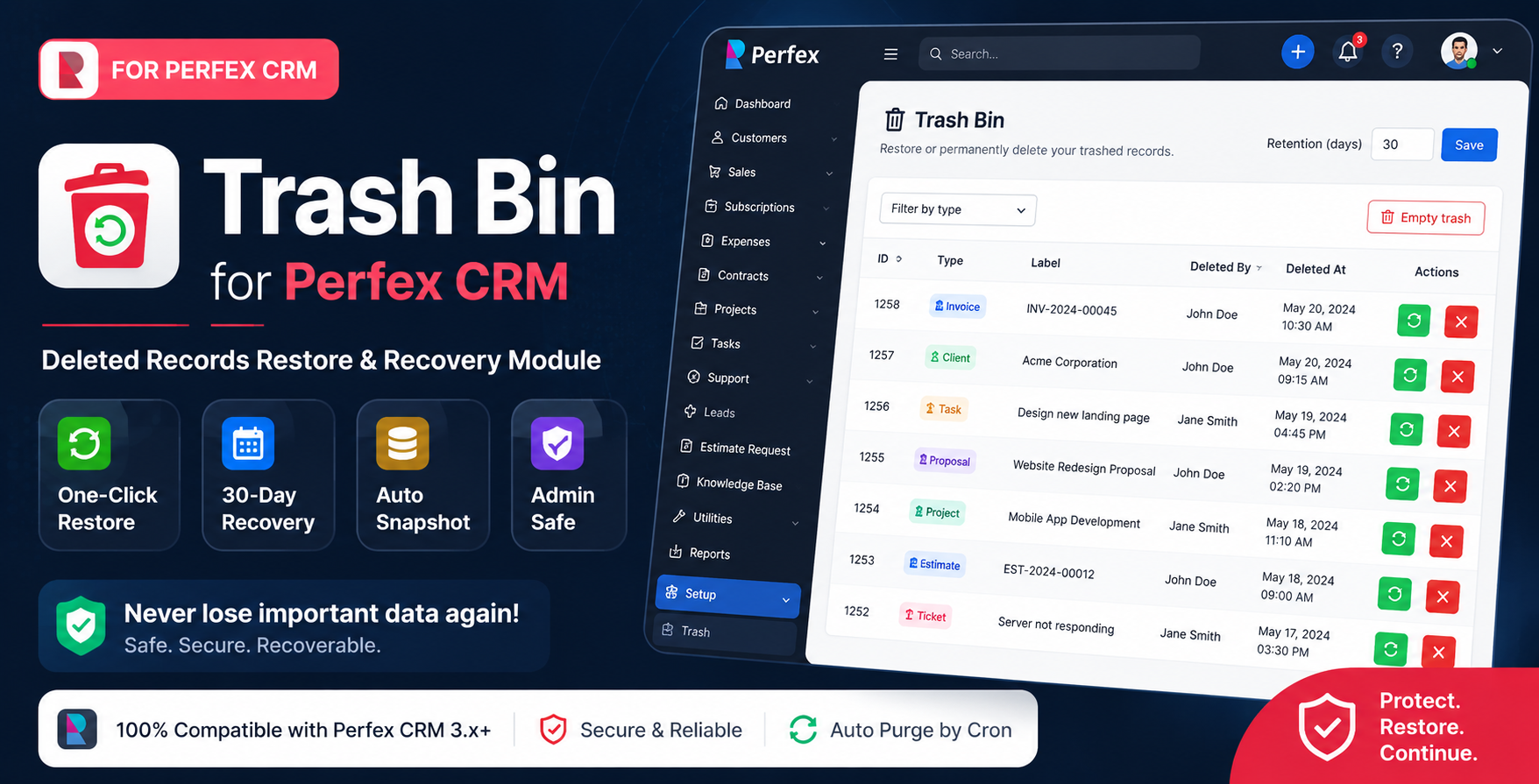 Trash Bin for Perfex CRM